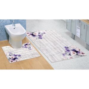 Bellatex Zestaw dywaników łazienkowych Kwiat fioletowy, 60 x 100 cm, 60 x 50 cm
