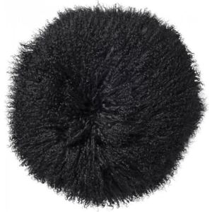 Poduszka dekoracyjna Circle Mongolian Lamb Fur 35 cm czarna