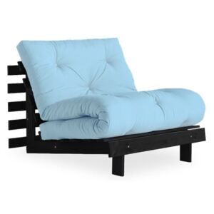 Fotel rozkładany z jasnoniebieskim pokryciem Karup Design Roots Black/Light Blue