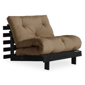 Fotel rozkładany z brązowym pokryciem Karup Design Roots Black