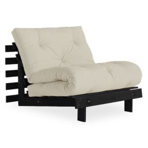 Fotel rozkładany z beżowym pokryciem Karup Design Roots Black/Beige