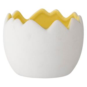 Doniczka ceramiczna w kształcie jajka z żółtym detalem Bloomingville, , ⌀ 9 cm