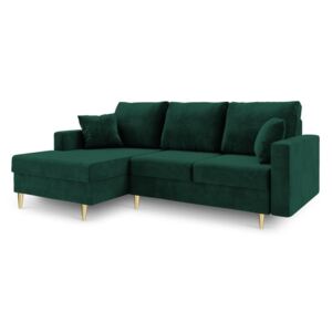 Zielona 4-osobowa sofa rozkładana Mazzini Sofas Muguet, lewostronna