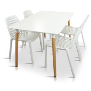 Zestaw stół AVILA 120x80 biały nogi bukowe + 4 krzesła BELT - WHITE
