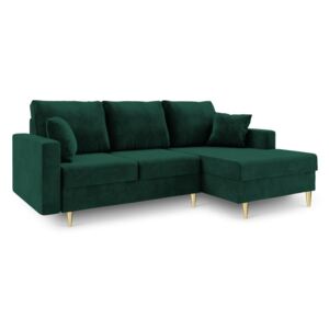 Zielona 4-osobowa sofa rozkładana Mazzini Sofas Muguet, prawostronna