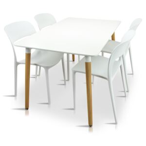Zestaw stół AVILA 120x80 biały/nogi bukowe + 4 krzesła JENS - biały/white