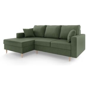 Zielona 4-osobowa sofa rozkładana Mazzini Sofas Aubrieta, lewostronna