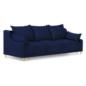 Niebieska 3-osobowa sofa rozkładana z miejscem do przechowywania Mazzini Sofas Pansy