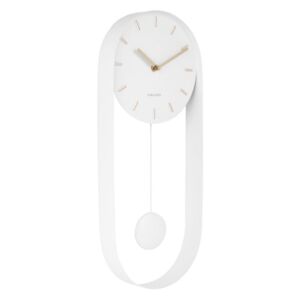 Biały wahadłowy zegar ścienny Karlsson Charm