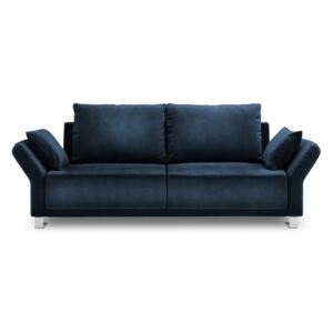 Granatowa 3-osobowa sofa rozkładana z aksamitnym obiciem Windsor & Co Sofas Pyxis