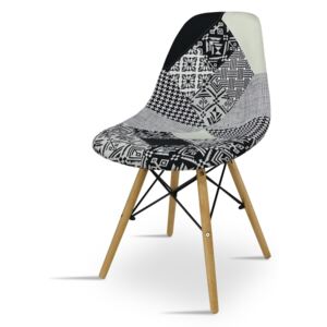Designerskie krzesło tapicerowane K 1047 - patchwork b/w