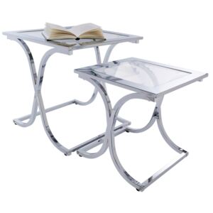 Zestaw stolików: połączenie szkła i chromowanej ramy