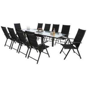 Zestaw ogrodowy stół + 10 krzeseł Marit czarny