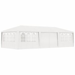 Namiot imprezowy ze ściankami, 4x9 m, biały, 90 g/m²