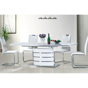 Stół rozkładany w białym połysku Fano 120-180 x 80 cm