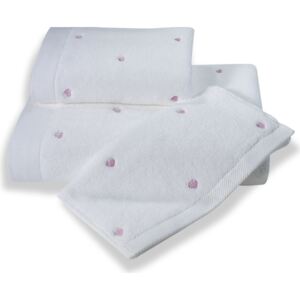 Mały ręcznik MICRO LOVE 32x50cm Biały / liliowe serduszka