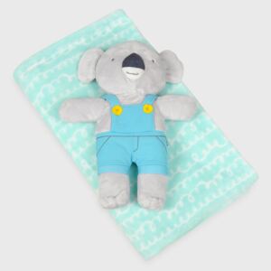 Komplet – koc dziecięcy i zabawka Koala niebieski 75x100 cm