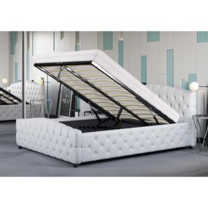 Łóżko 160x200 z materacem - FLORENCJA (SF892B) - ekoskóra biała