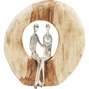 Figurka dekoracyjna Couple In Log 25x26 cm drewniano-złota