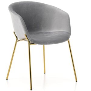 Krzesło Glamour jasny szary ZL-1486 welur, złote nogi