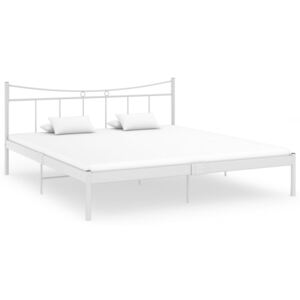 Rama łóżka, biała, metal i sklejka, 180 x 200 cm