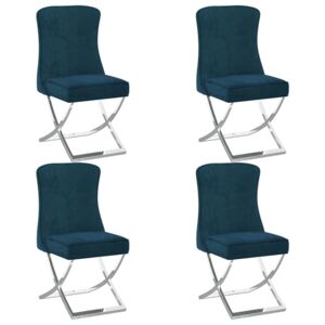 Krzesła stołowe, 4 szt., niebieskie, 53x52x98 cm, aksamitne