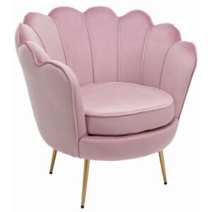 Fotel muszelka różowy ▪️ Glamour ▪️ LOTUS (YC-7088) ▪️ Welur, złote nogi