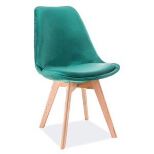 Krzesło DIOR VELVET zielone/dąb