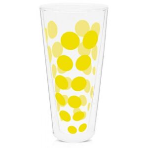 Wysoka szklanka z podwójnymi ściankami Zak! Designs Dot, żółta, 350 ml
