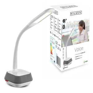 Lampka biurkowa LED INQ Nilsen Voice HG006, biało-szara, 5 W