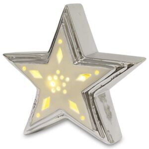 Figurka z podświetleniem LED, gwiazda, srebrna, 13,5x5x14 cm