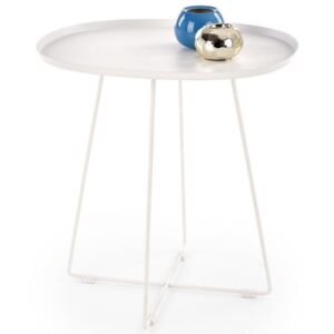 Metalowy stolik z blatem w kształcie tacy Tina biały