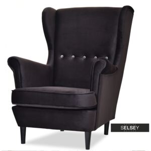 Fotel Malmo ciemny grafit-czerń z tkaniny velvet