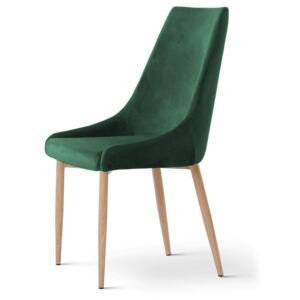 Zielone krzesło na dębowej nodze Luis velvet