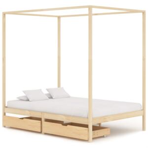 Rama łóżka z baldachimem i 2 szufladami, sosna, 120x200 cm