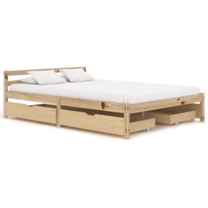 Rama łóżka z 4 szufladami, lite drewno sosnowe, 140 x 200 cm
