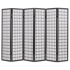 Parawan 6-panelowy w stylu japońskim, 240x170 cm, czarny