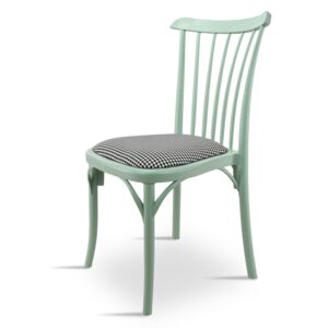 Krzesło z tworzywa do jadalni, kuchni, na taras, do ogrodu K 1029 + poduszka PEPITA - kolor miętowy