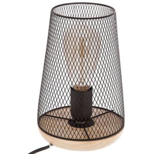 Lampa stołowa metalowa z żarówką dekoracyjną, 23 cm, czarna