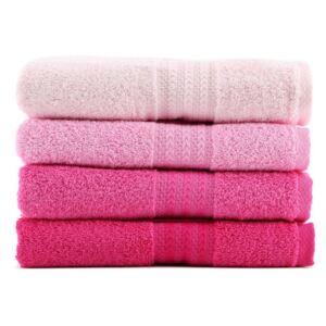 Zestaw 4 różowych ręczników Rainbow, 50x90 cm