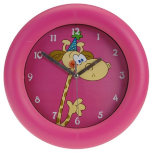 Zegar ścienny Giraffe różowy, 26 cm