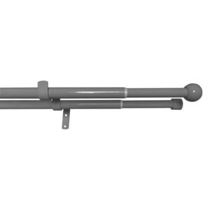 Karnisz regulowany podwójny, komplet KULA 16/19 mm, 120 - 230 cm, czarny nikiel
