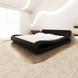 Rama łóżka, sztuczna skóra, 140x200 cm, kręcona, czarna