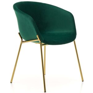 Krzesło glamour do jadalni ZL-1486 zielony welur, złote nogi