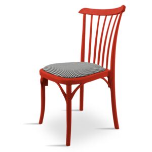 Krzesło z tworzywa do jadalni, kuchni, na taras, do ogrodu K 1029 + poduszka PEPITA - kolor czerwony