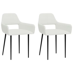 Krzesła stołowe, 2 szt., białe, tkanina