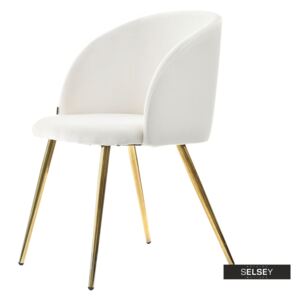 Krzesło Gary kremowo - złote tapicerowane z podłokietnikami