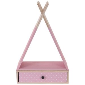 Półka dekoracyjna TIPI z szufladką, różowa