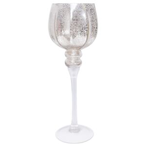 Szklany świecznik - srebrny kielich Resspon 35 cm