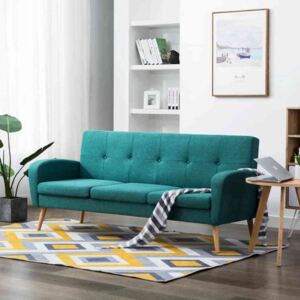 3-osobowa sofa tapicerowana tkaniną, zielona